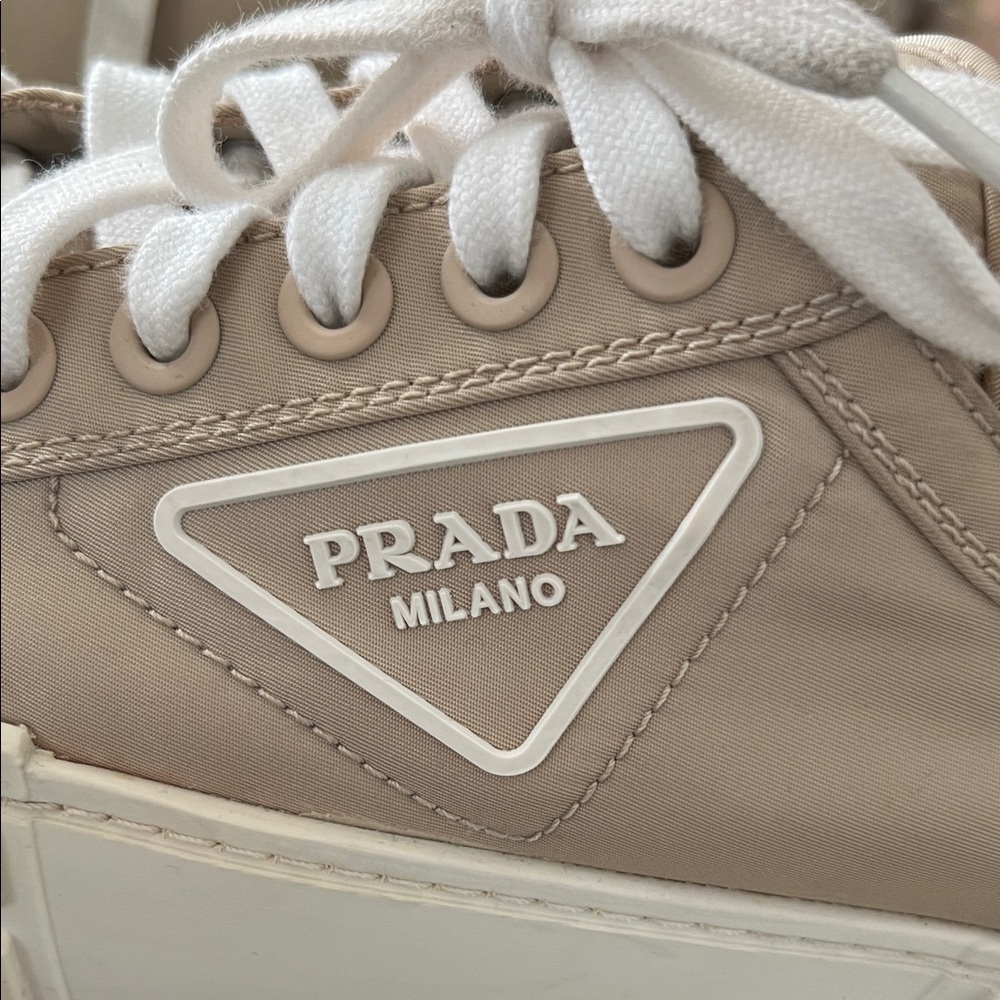 Prada Women's Cream Platform Sneakers - Picture 3 of 13